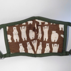 緑ハリスツイード生地　アジャスタ付き立体マスク　タグ付き　ウール　　秋冬用マスク　送料無料 4枚目の画像