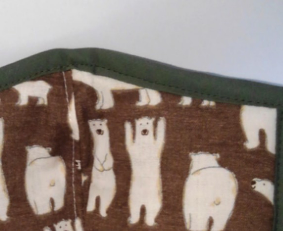 緑ハリスツイード生地　アジャスタ付き立体マスク　タグ付き　ウール　　秋冬用マスク　送料無料 5枚目の画像