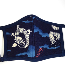 ドラゴン柄　紺色✖️ラミネート生地　マスクケース　ポケットティッシュケース送料無料 7枚目の画像