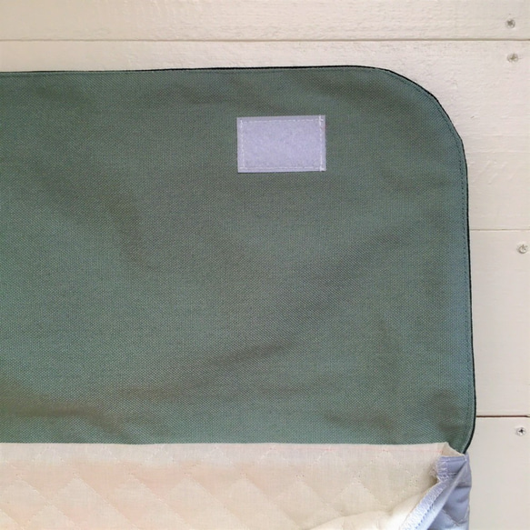 防災頭巾カバー（グリーン星柄×無地ライトグレー） 3枚目の画像