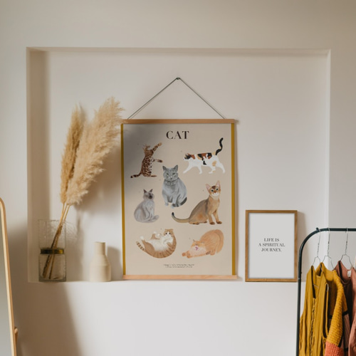 ねこ好き必見！】A3サイズ ネコ集合ポスター イラスト Spread