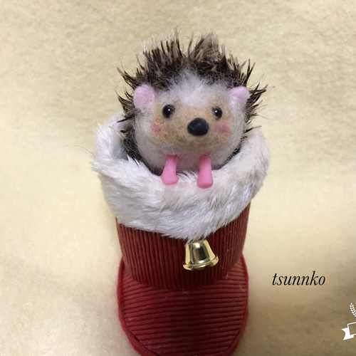 ハリネズミ(クリスマスブーツ) 羊毛フェルト tsunnko 通販 3195664