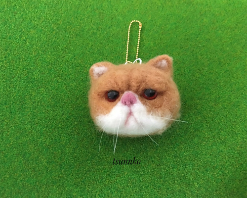 羊毛フェルト ハンドメイド ブサかわ猫（羊毛フェルトぶさかわ