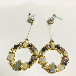 【SWAROVSKI】シルバー×フープ　パープル 1枚目の画像