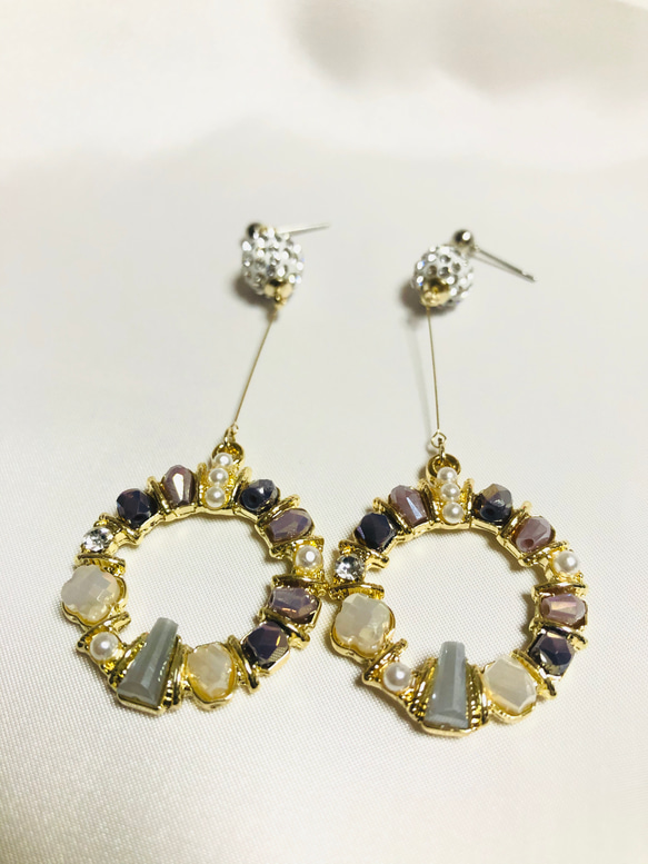 【SWAROVSKI】シルバー×フープ　パープル 1枚目の画像