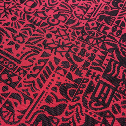 手織り博多織　帯「玉手箱2」赤と黒の個性的な柄のおしゃれ帯 2枚目の画像