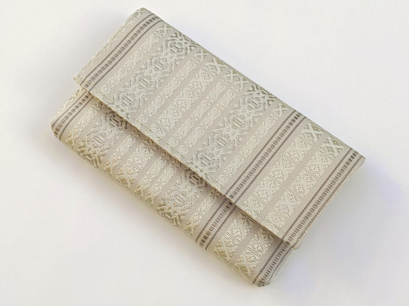 手織り博多織「お数珠入れ・懐紙入れ」シルク100％の手織りの帯地・丁寧に織り上げた帯の小物 1枚目の画像