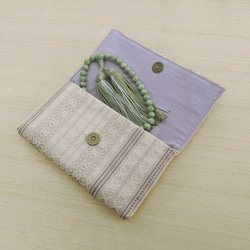 手織り博多織「お数珠入れ・懐紙入れ」シルク100％の手織りの帯地・丁寧に織り上げた帯の小物 3枚目の画像