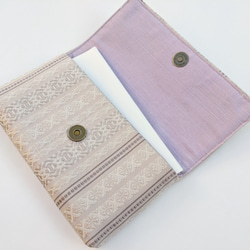 手織り博多織「お数珠入れ・懐紙入れ」シルク100％の手織りの帯地・丁寧に織り上げた帯の小物 4枚目の画像