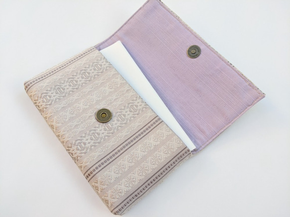 手織り博多織「お数珠入れ・懐紙入れ」シルク100％の手織りの帯地・丁寧に織り上げた帯の小物 4枚目の画像
