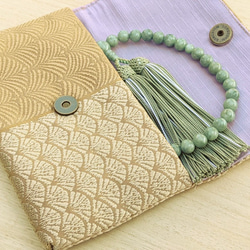 手織り博多織「お数珠入れ」シルク100％の手織りの帯地・丁寧に織り上げた帯の小物 4枚目の画像