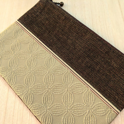 手織り博多織「平袋・ポーチ」シルク100％の手織りの帯地を使って作った小物入れ 4枚目の画像
