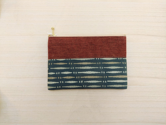 手織り博多織「平袋・ポーチ」シルク100％の手織りの帯地を使って作った小物入れ 3枚目の画像