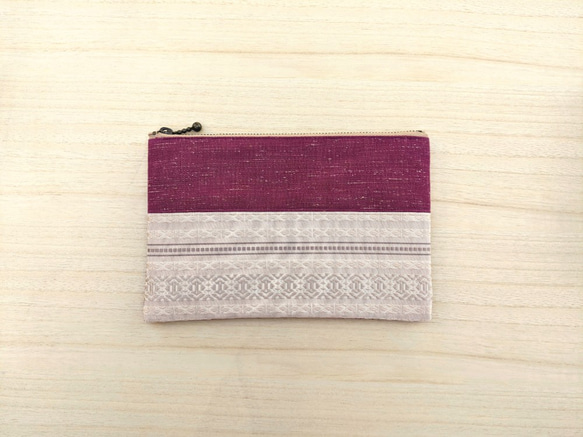 手織り博多織「平袋・ポーチ」シルク100％の手織りの帯地を使った小物入れ 3枚目の画像