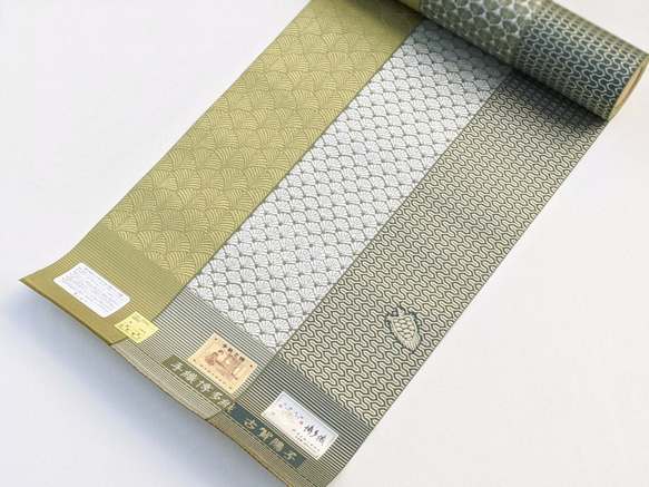 手織り博多織　小巾帯「喜」裏表なしのリバーシブル、絹100％の伝統工芸　気軽に締められる半巾の帯 7枚目の画像