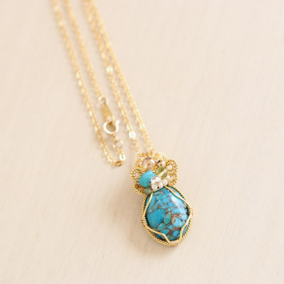 Turquoise&copper necklace 第4張的照片