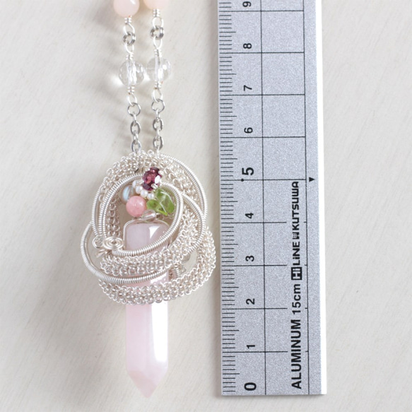 Rose-Quartz × Rhodolite-garnet necklace 第4張的照片