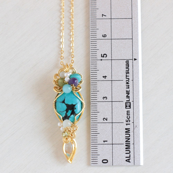 Turquoise & Gilalite-in-quartz necklace 第3張的照片