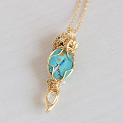Turquoise & Gilalite-in-quartz necklace 第4張的照片