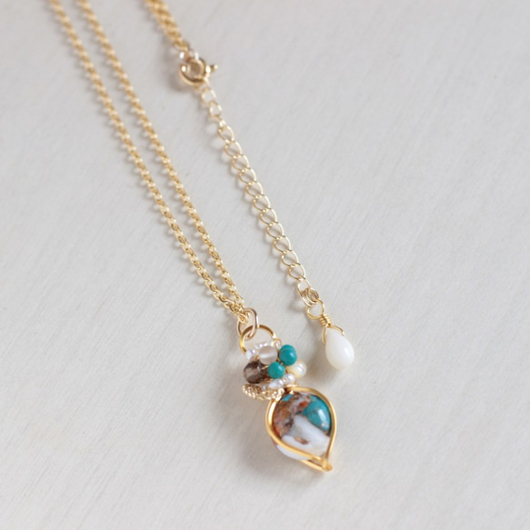 Oyster-copper-turquoise necklace 第2張的照片