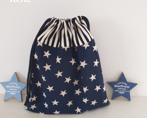 【オーダー品】　巾着袋　体操服袋　お着替え袋　星　スター　ストライプ 1_7818f53256b8073f2e18212a4ee3