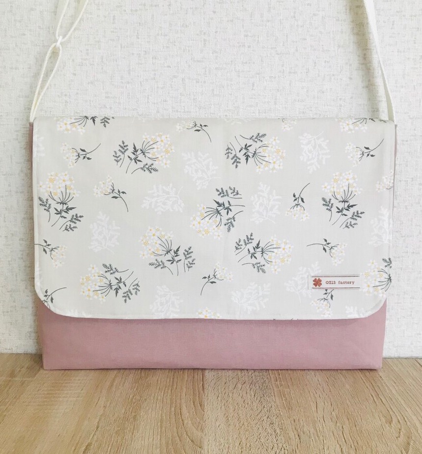 図書袋　レースフラワー×ローズ