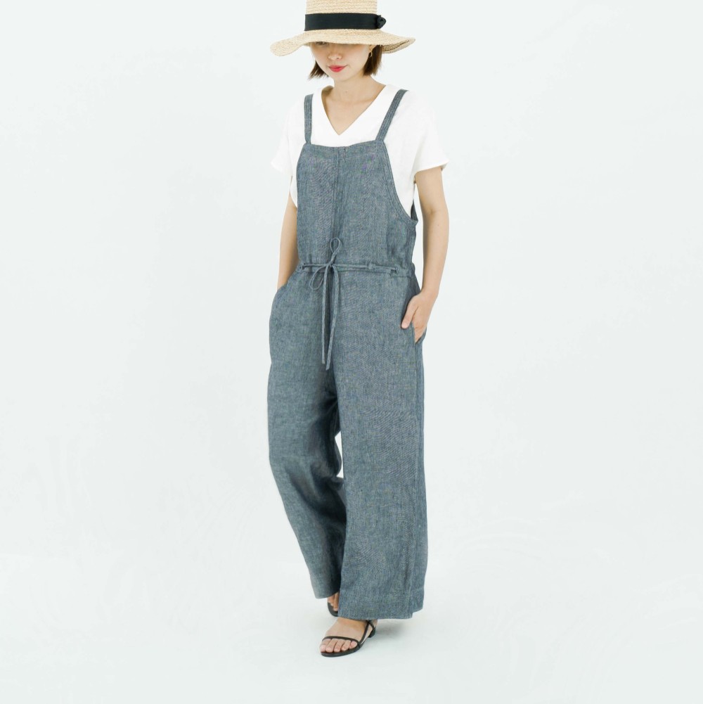［オーバーオール］リネン デニムブルー  オールシーズン