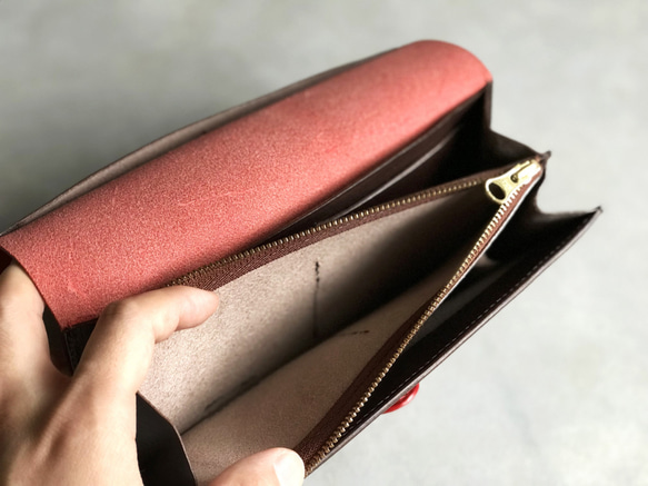 イタリアンレザーの長財布～パルマ(レッド)～ 3枚目の画像