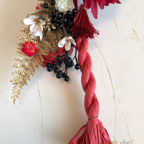 変わり八の字 朱縄 紅白華 しめ縄・しめ飾り shell 通販 6407944