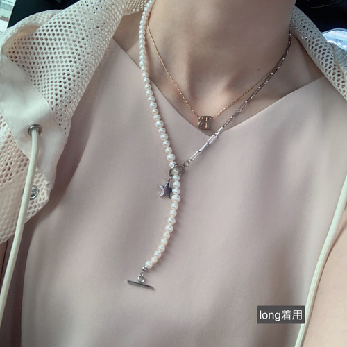 ✨️本真珠 ✨️ネックレス ホワイト✨️金具　シルバーです♡お値下げしました♡ ゴールド／シルバー】star bi-color（ネックレス） ネックレス