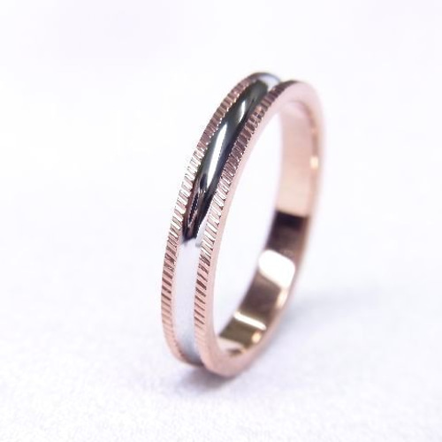 natural*】コンビネーションリング＊ ミル打ち デザイン 誕生石 刻印