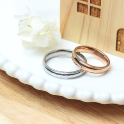 〈北欧スタイルの結婚指輪〉大切な人への贈り物  名入れ刻印 ペアリング 〈2本セット〉...T 1枚目の画像