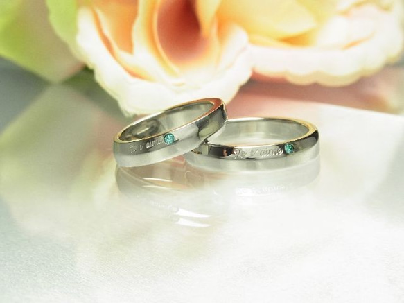 北欧スタイルの結婚指輪〉数量限定 誕生石ペアリングセット お肌