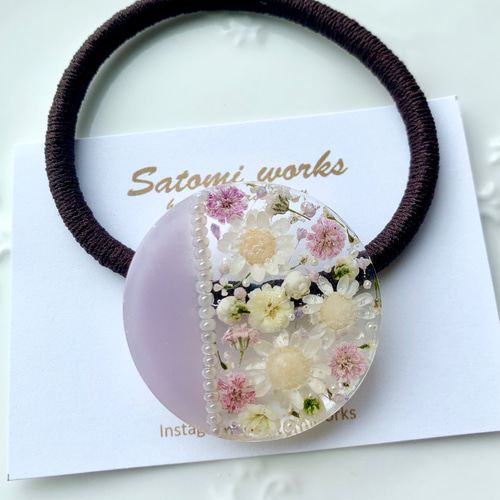 ❇︎ボタニカルヘアゴム❇︎ バイカラー レジン ポニーフック ドライ  