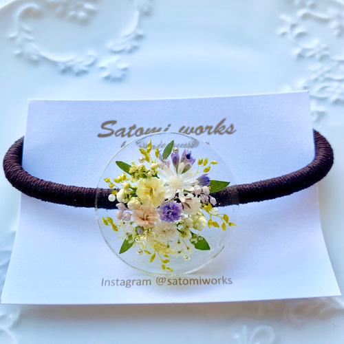 ❇︎フラワーブーケのヘアゴム❇︎ ボタニカル レジン 押し花