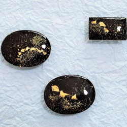 帯留め、金箔の銀河シリーズ（楕円Ｂ） 2枚目の画像