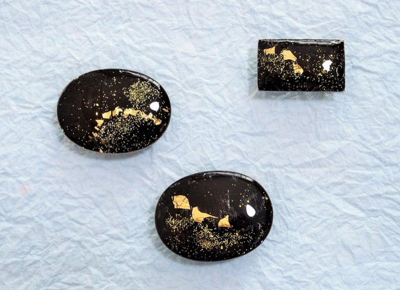 帯留め、金箔の銀河シリーズ（楕円Ｂ） 2枚目の画像
