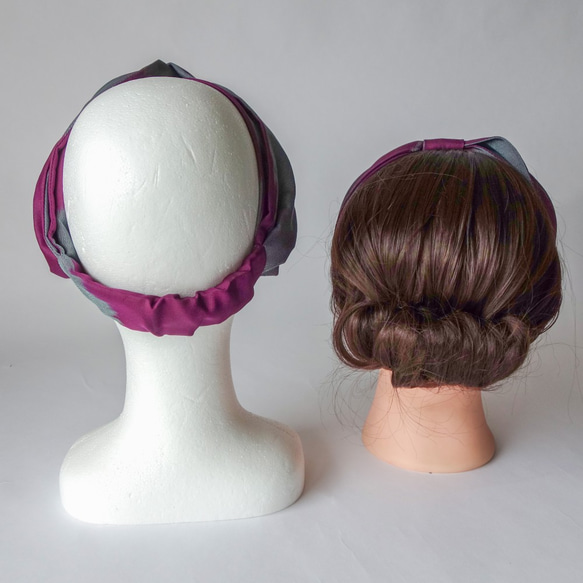套裝/ Meisen交叉頭巾和髮帶/使用和服面料（純真絲）建議用於鏈接協調 第10張的照片