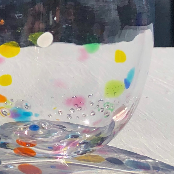 rainbow lip  丸いグラス  1点  吹きガラス 3枚目の画像