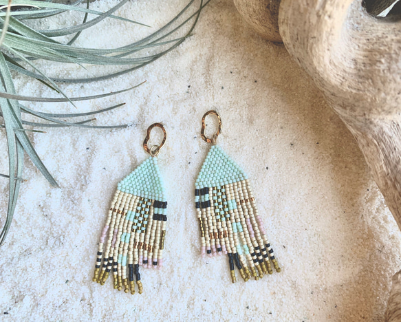総合福袋 ビーズフリンジピアスBlueモザイク ピアス（スタッド・一粒 アクセサリー