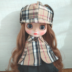 476.※単品※チェック柄の探偵帽子※ブライスアウトフィット その他人形