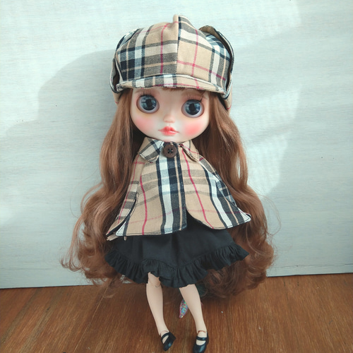 476.※単品※チェック柄の探偵帽子※ブライスアウトフィット その他人形