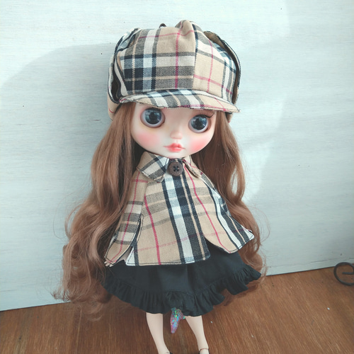 476.※単品※チェック柄の探偵帽子※ブライスアウトフィット その他人形
