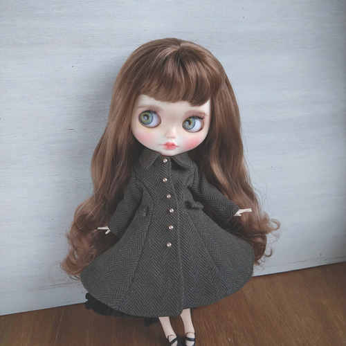 490.※冬服※深緑のフレアロングコート※ブライスアウトフィット※1/6  