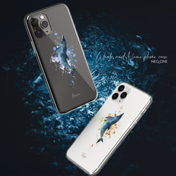 名入れ ユニセックス スマホケース 高品質 iPhone Android【イルカ 手描き風 筆記体 ネームケース】 3枚目の画像