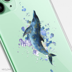 名入れ ユニセックス スマホケース 高品質 iPhone Android【イルカ 手描き風 筆記体 ネームケース】 4枚目の画像