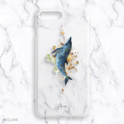 名入れ ユニセックス スマホケース 高品質 iPhone Android【イルカ 手描き風 筆記体 ネームケース】 6枚目の画像