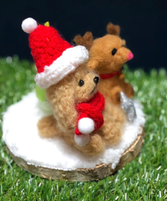 羊毛フェルト　クリスマスセット　トイプードル　アプリコット 3枚目の画像