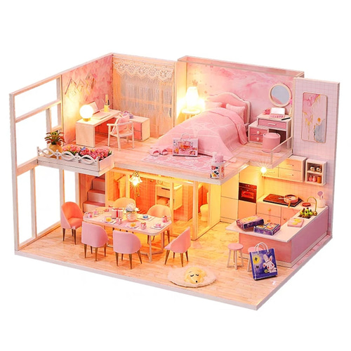 ミニチュア★ドールハウス★ハウス★淡いピンクのベビー部屋 moin-moin_2405dh422