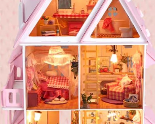 ミニチュア★ドールハウス★ハウス★淡いピンクのベビー部屋 ドールハウスミニチュア ピンク その他素材 cocoの部屋 通販